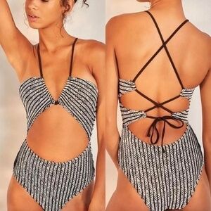 Urban Outfitters Out From Under One Piece Crochet Striped Swimsuit Size XS
